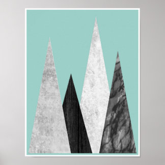 Montanhas, geométricas, impressão de poster escand