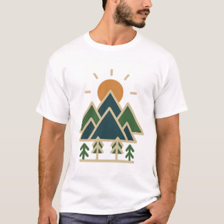 Montanhas Geométricas Modernas Adventure T-Shirt |