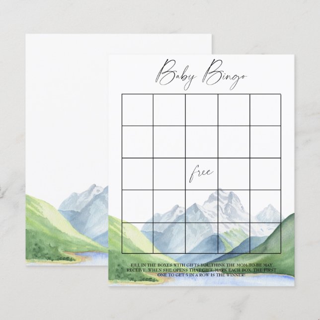 Montanhas - jogo de bingo para bebês (Frente/Verso)