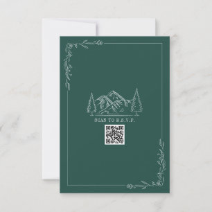 Montanhas Line Art Emerald QR Code Weding RSVP