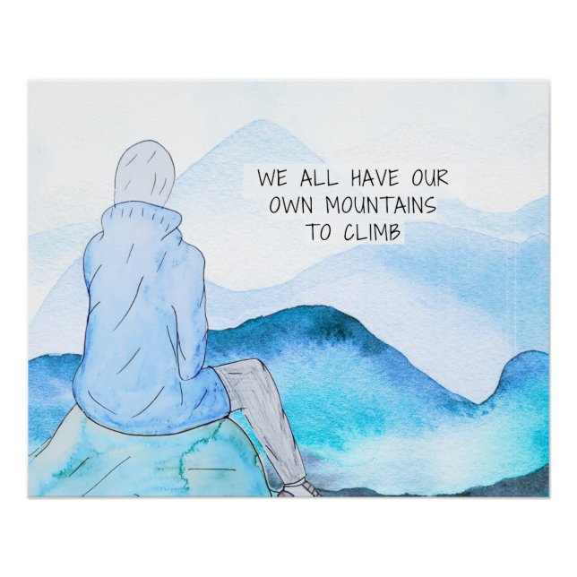 Montanhas Para Subir Impressão De Arte Por Aquarel (Frente)