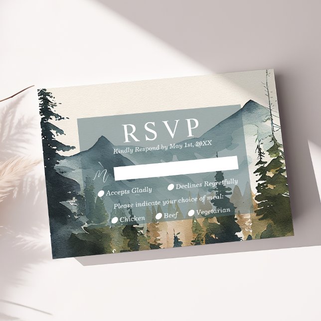 Montanhas Watercolor E Placas RSVP De Casamento (Criador carregado)