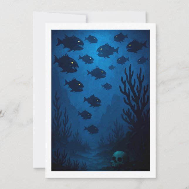 Montauk Salvage Co. Piranha Cartão 5x7 (Frente)