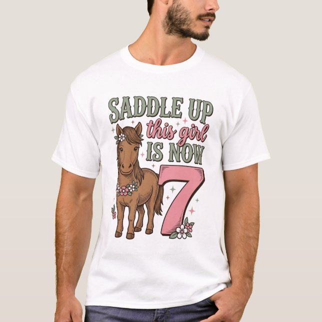 Monte Esta Menina Agora Tem 7 Camisa De Aniversári (Frente)