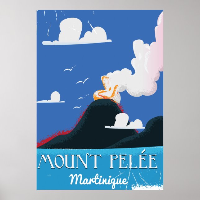 Monte Pelée, poster de Viagens vintage Martinica (Frente)