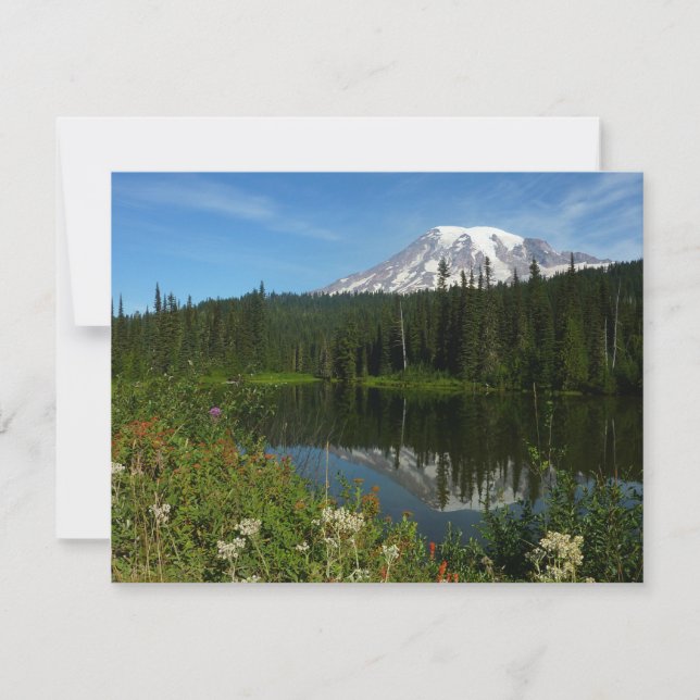 Monte Rainier Lake Refletido com flores selvagens (Frente)