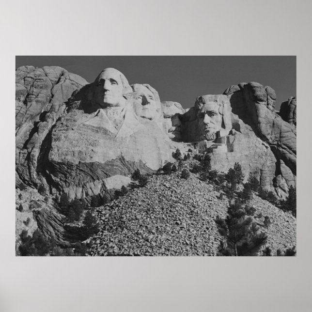 Monte Rushmore Poster preto e branco (Frente)