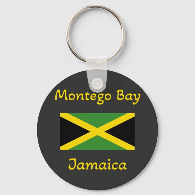Montego Bay Jamaica - Chaveiro da bandeira jamaica (Frente)