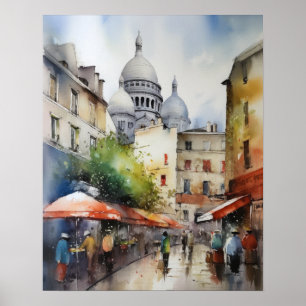 Montmartre France Landscape Art Impressão Poster
