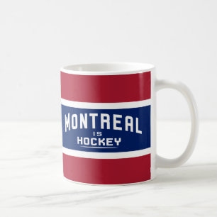 Montreal é hóquei, vermelho, branco, e caneca azul