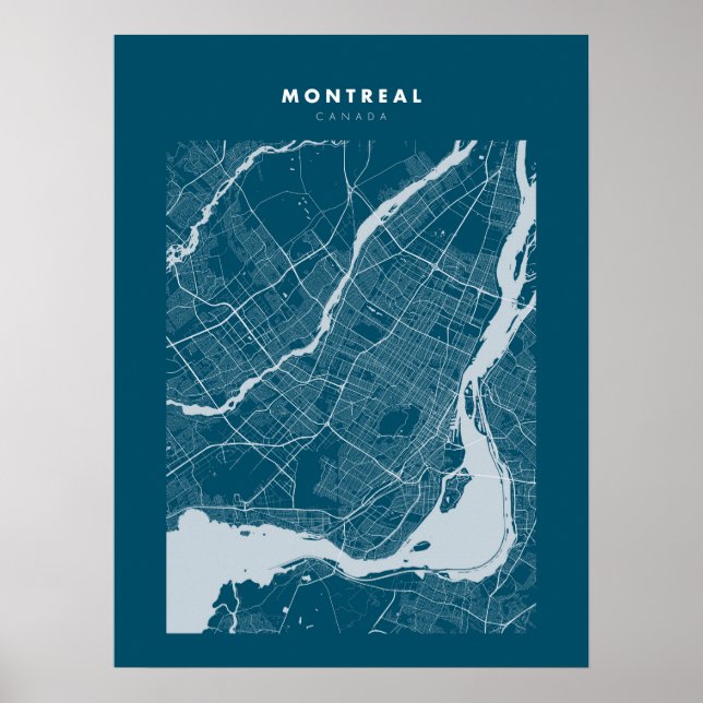 Montreal - Poster do mapa negro da cidade azul do  (Frente)