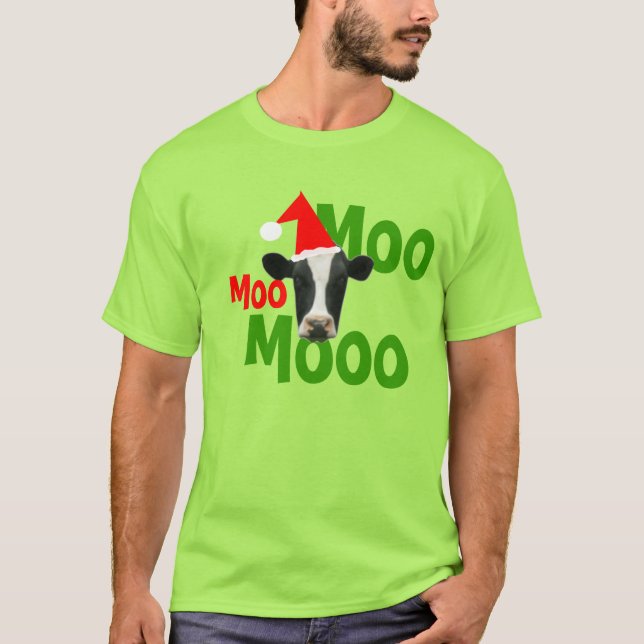 Moo Moo Papais noeis de Natal Vaca Camisa (Frente)
