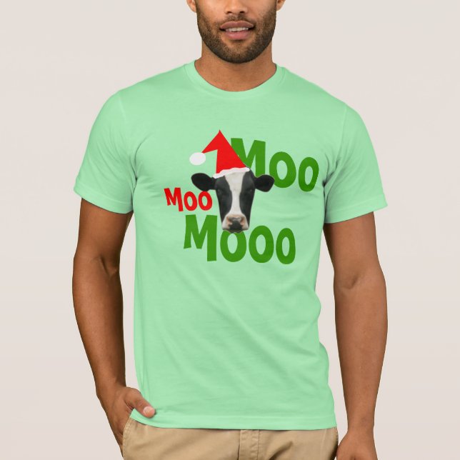Moo Moo Papais noeis de Natal Vaca Camisa (Frente)