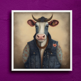 Moo-Tique Denim - Vaca engraçada em Poster de fant