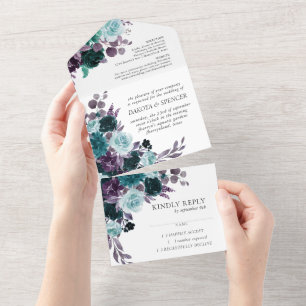 Moody Boho Buquê Floral Preto-Teal