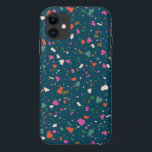Moody Dark Teal Terrazzo Capa de telefone<br><div class="desc">Moody deep teal ganha um punch de diversão com pedaços de laranja,  fúcsia,  oliveira,  blush e aqua fazer esta capa de telefone é uma escolha fácil para o amante do meio século moderno.</div>