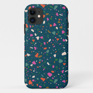 Moody Dark Teal Terrazzo Capa de telefone