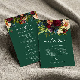 Moody Floral Emerald Wedding Cartão de Boas-vindas
