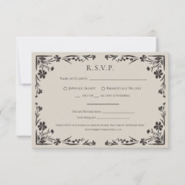 Moody Floral Gothic Wedding RSVP Card