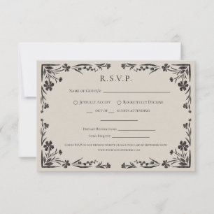 Moody Floral Gothic Wedding RSVP Card