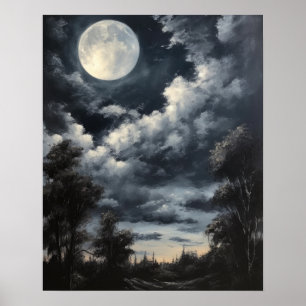 Moody Gothic Moon Art Impressão