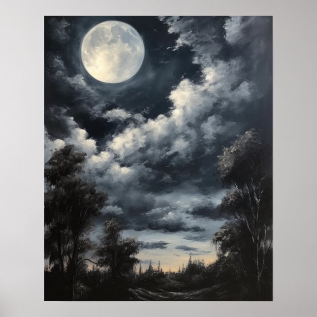 Moody Gothic Moon Art Impressão (Frente)