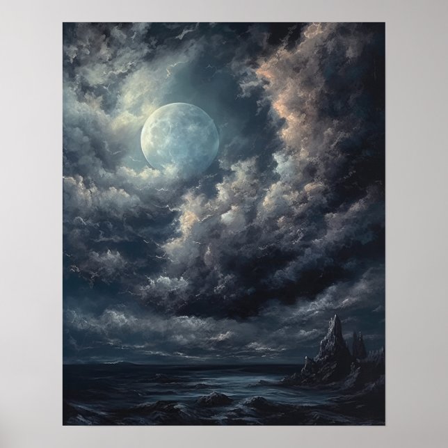 Moody Gothic Moon Art Impressão (Frente)