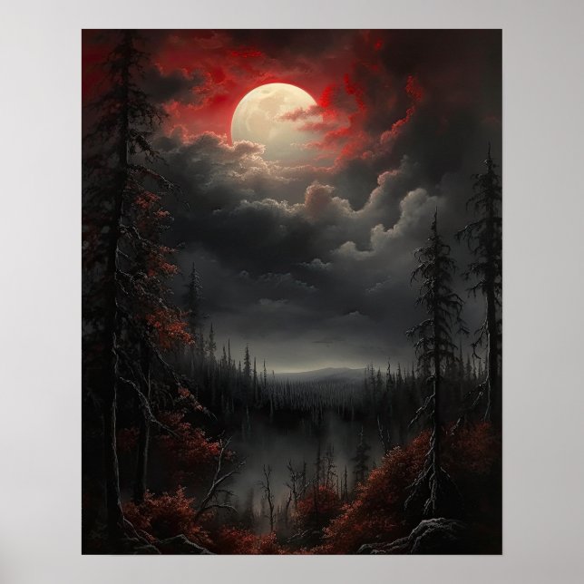 Moody Gothic Moon Art Impressão (Frente)