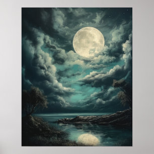 Moody Gothic Moon Art Impressão