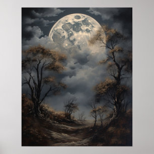 Moody Gothic Moon Art Impressão