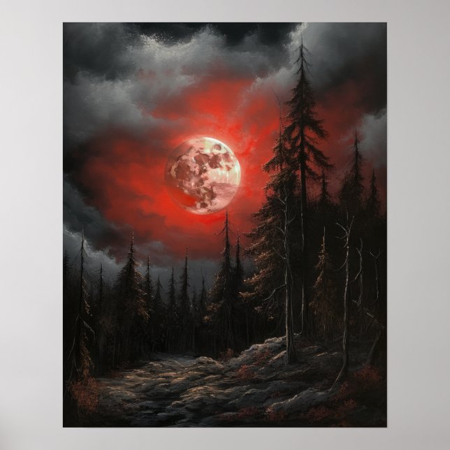 Moody Gothic Moon Art Impressão (Frente)