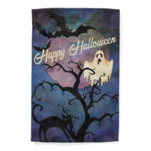 Moody Happy Halloween Sky com morcegos e fantasmas