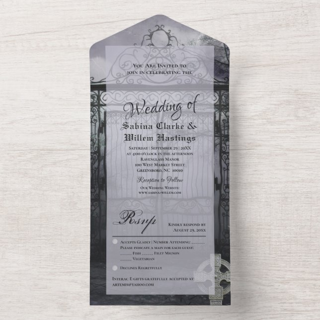 Moody Medieval All in One Weding RSVP Invite (Inside)