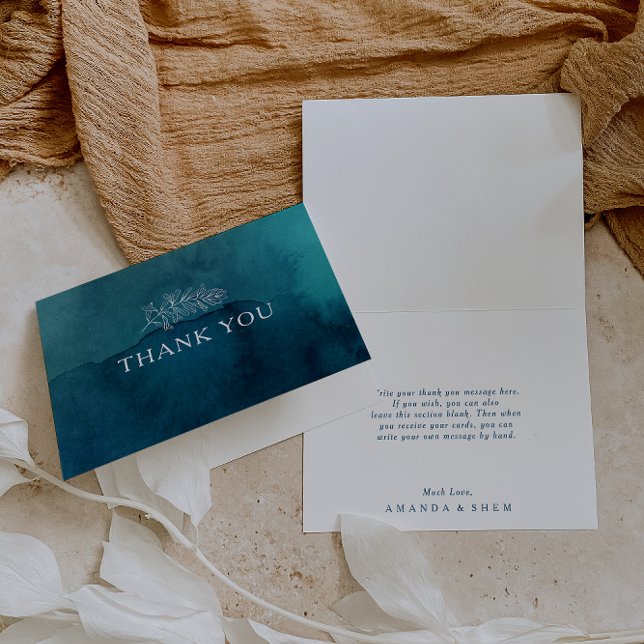 Moody Ocean Watercolor Cartões de agradecimentos (Criador carregado)