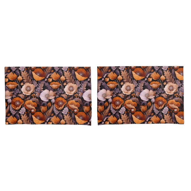 Moody poppies on black pattern (Frente - conjunto)