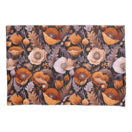 Moody poppies on black pattern