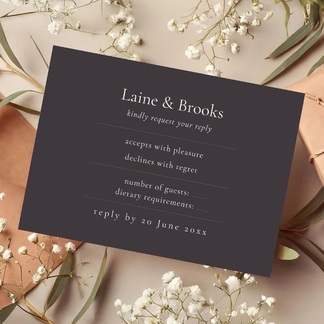 Moody RSVP Card | Minimal Elegant Wedding (Criador carregado)
