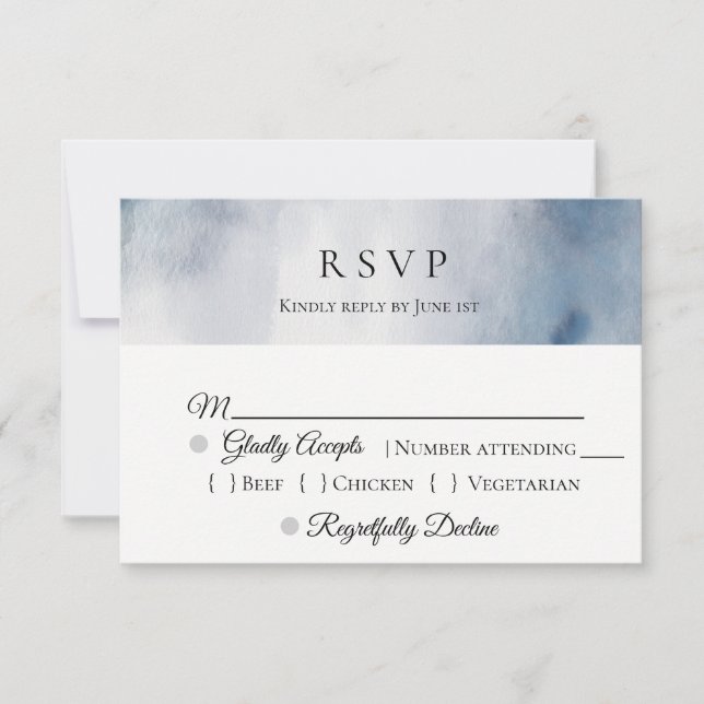 Moody Watercolor Wash Wedding RSVP (Frente)