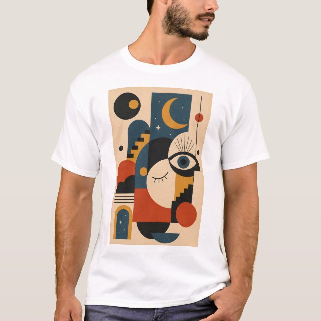 Moon and Eye – Geometric Art T-Shirt (Frente)
