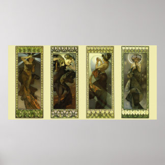 Moon and Stars by Alphonse Mucha Poster