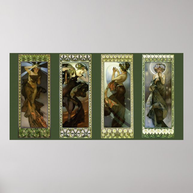 Moon and Stars by Alphonse Mucha Poster (Frente)