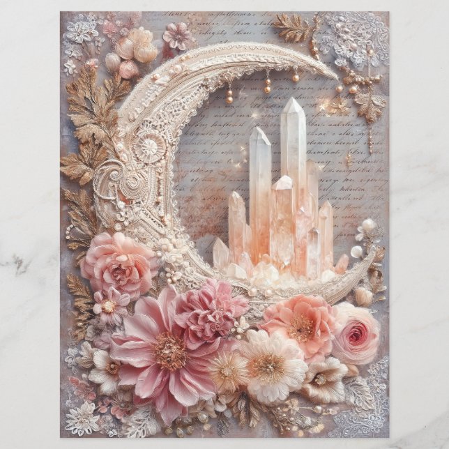 Moon Crystals Junk Journal Scrapbook Paper (Frente)