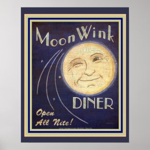 Moon Piscar os olhos Diner 16 x 20 Poster