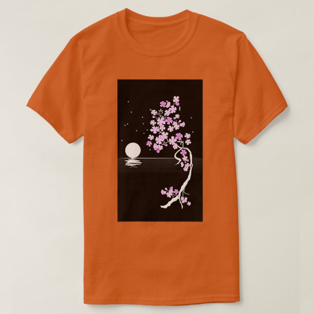 Moonlight Japanese Sakura Cherry Blossom T-Shirt (Frente do Design)