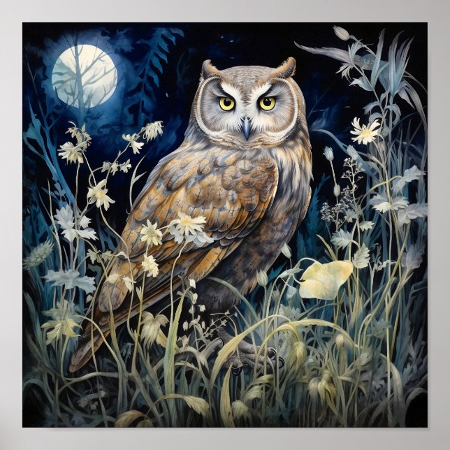 Moonlight Owl Art Impressão (Frente)