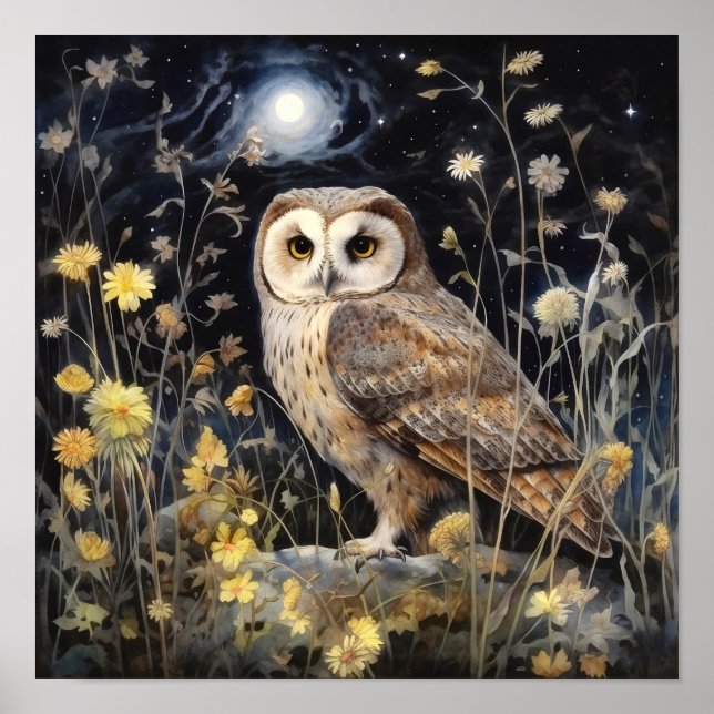 Moonlight Owl Art Impressão (Frente)