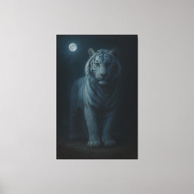 Moonlit Blue White Tiger – Fine Art Canvas (Frente)