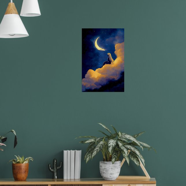 Moonlit Clouds Poster 16x24 Dreamy Wall Art (Sala de Estar 1)