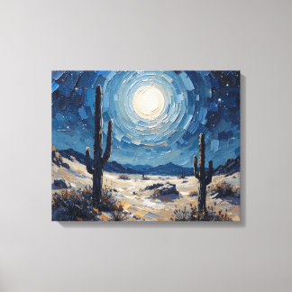 Moonlit Desert Premium Canvas Wall Art