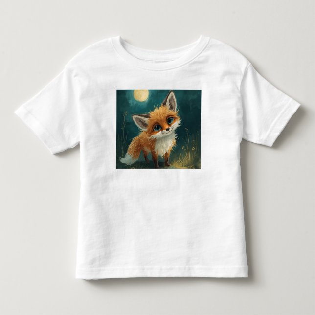Moonlit Fox, Night Forest T-Shirt (Frente)